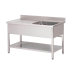 Plonge inox 1 bac égouttoir à gauche étagère - Prof. 600 -700 - Larg. 1000-1400 Haut. 850 mm : Dimensions bacs (LxPxH):500x400x250 mm, Dimensions plonges (LxPxH):1000x600x850 mm