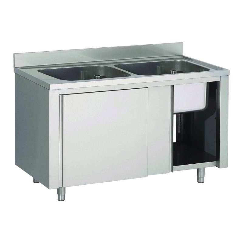 Plonge inox | Meuble plonge inox 2 bacs prof. 600 ou 700 larg.1000 à 1400 Haut. 850 mm