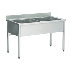 Plonge inox | Plonge inox 2 grands bacs prof. 700 larg. 1600 à 2000 Haut. 850 mm