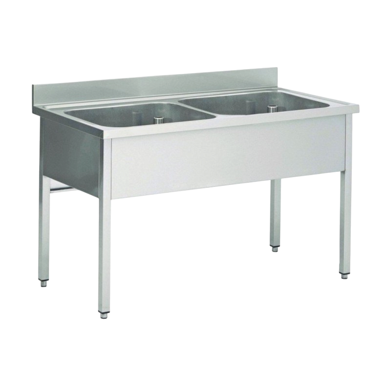 Plonge inox | Plonge inox 2 grands bacs prof. 700 larg. 1600 à 2000 Haut. 850 mm