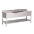 Plonge inox 2 bacs 2 égouttoirs avec étagère Prof. 600 ou 700 larg. 1900 à 2000 Haut. 850 mm : Dimensions bacs (LxPxH):500x400x250 mm, Dimensions plonges (LxPxH):1900x600x850 mm