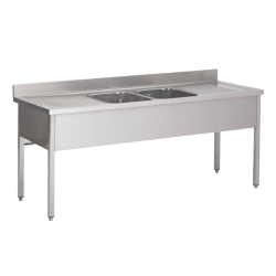 Plonge inox | Plonge inox 2 bacs profondeur 600 ou 700 largeur 1900 à 2000 mm