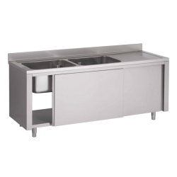 Plonge inox | Meuble Plonge inox 2 bacs 1 égouttoir prof. 600 ou 700 larg. 1400 à 2000 Haut. 850 mm