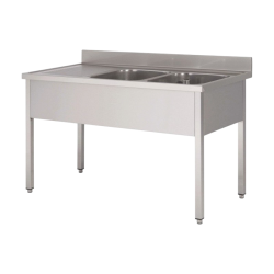 Plonge inox | Plonge inox 2 bacs égouttoir à gauche Prof. 600 ou 700 larg. 1400 à 2000 Haut. 850 mm