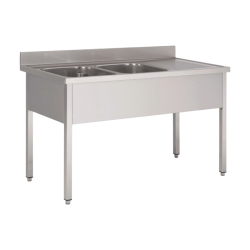 Plonge inox | Plonge inox 2 bacs Profondeur 600 ou 700 largeur 1400 à 2000 mm