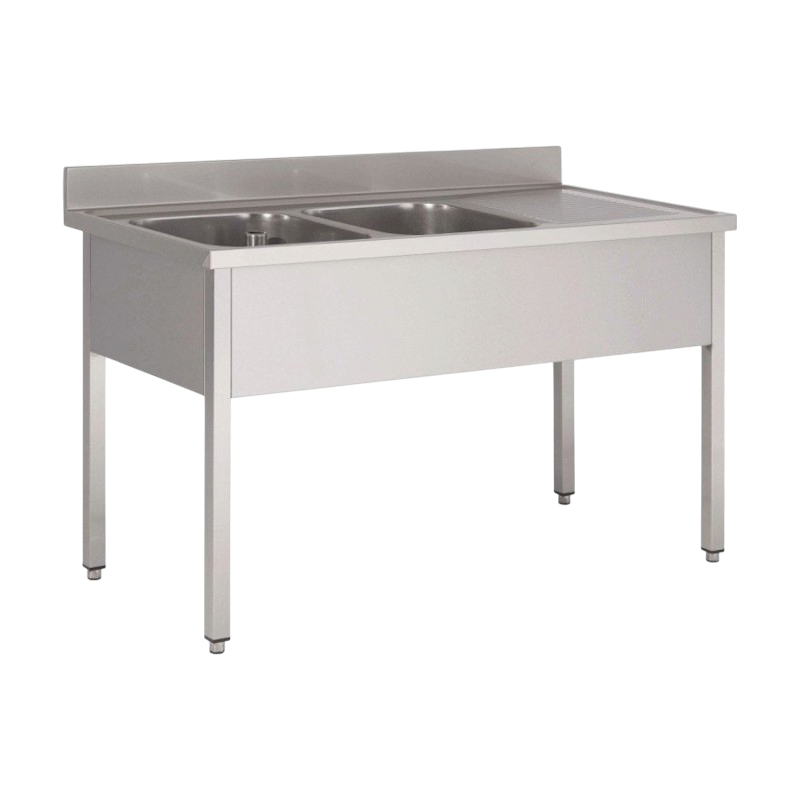 Plonge inox | Plonge inox 2 bacs égouttoir à droite Prof. 600 ou 700 larg. 1400 à 2000 Haut. 850 mm