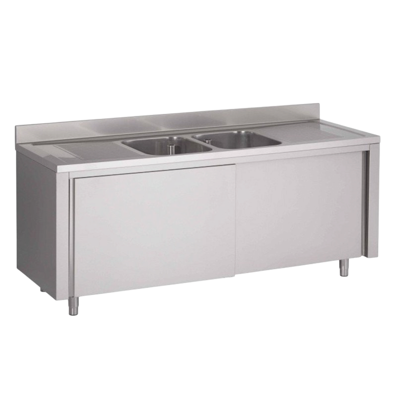 Plonge inox | Meuble Plonge inox 2 bacs 2 égouttoirs prof. 600 ou 700 larg. 1900 à 2000 Haut. 850 mm