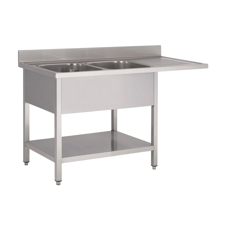 Plonge inox | Plonge inox lave vaisselle 2 bac égouttoir étagère Prof. 600 ou 700 larg. 1600 à 2000 Haut. 850 mm