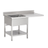 Plonge inox lave vaisselle 1 bac égouttoir étagère Prof. 600 ou 700 larg. 1200 à 1400 Haut. 850 mm : Dimensions bacs (LxPxH):500x400x250 mm, Dimensions plonges (LxPxH):1200x600x850 mm