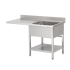 Plonge inox lave vaisselle 1 bac égouttoir étagère Prof. 600 ou 700 larg. 1200 à 1400 Haut. 850 mm : Dimensions bacs (LxPxH):500x400x250 mm, Dimensions plonges (LxPxH):1300x600x850 mm