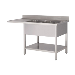 Plonge inox | Plonge inox lave vaisselle 2 bac égouttoir étagère Prof. 600 ou 700 larg. 1600 à 2000 Haut. 850 mm