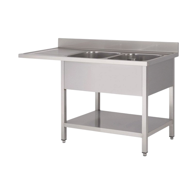 Plonge inox | Plonge inox lave vaisselle 2 bac égouttoir étagère Prof. 600 ou 700 larg. 1600 à 2000 Haut. 850 mm