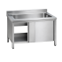 Meuble Plonge inox 1 grand bac Prof. 600 ou 700 larg. 1000 à 1600 Haut. 850 mm : Dimensions bacs (LxPxH):860x420x350 mm, Dimensions plonges (LxPxH):1000x600x850 mm