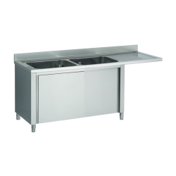 Plonge inox | Meuble plonge inox lave vaisselle 2 bacs égouttoir Prof. 600 ou 700 Larg. 1600 à 2000 Haut. 850 mm