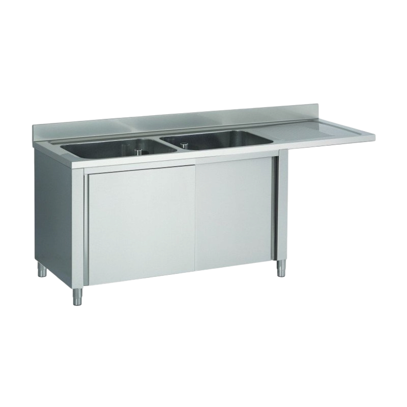 Plonge inox | Meuble plonge inox lave vaisselle 2 bacs égouttoir Prof. 600 ou 700 Larg. 1600 à 2000 Haut. 850 mm