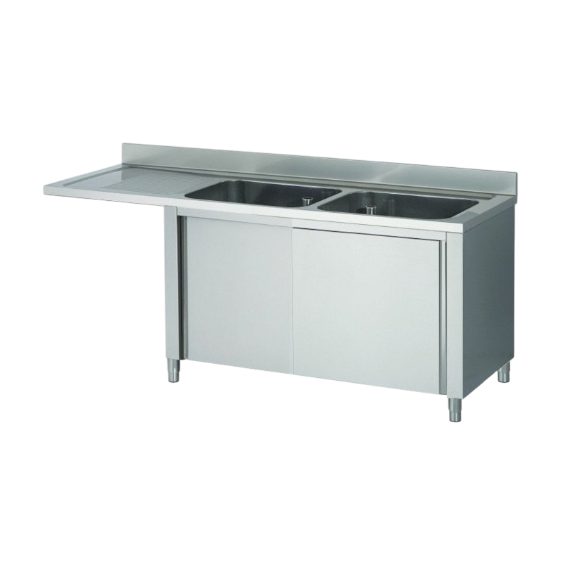 Plonge inox | Meuble plonge inox lave vaisselle 2 bacs égouttoir Prof. 600 ou 700 Larg. 1600 à 2000 Haut. 850 mm