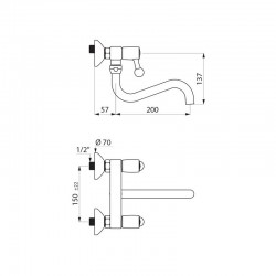 Delabie Robinetterie  | Mélangeur 2 trous mural 90 litres / minute DELABIE 5645T2 | DEL-5645T2