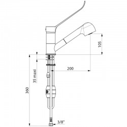 Delabie Robinetterie  | Mitigeur à douchette extractible levier Hygiénique DELABIE 2211L | DEL-2211L