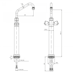 Robinetterie laverie  | Robinet mélangeur sur colonne 660 mm débit 24 litres/minute | MAD-5547