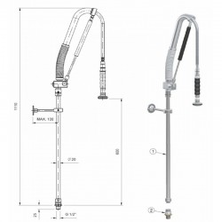 Douchette de prélavage | Douchette de prélavage automatique sans mélangeur sans robinet de puisage | MAD-5559MA