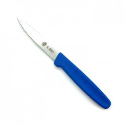 Couteau détectable pointu manche bleu