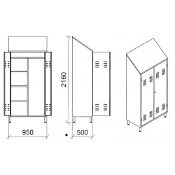 Armoire inox | Armoire range-balais inox 2 portes 950 x 500 x 1800 / 2160 mm | X-2002-441_1