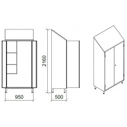 Armoire inox | Armoire inox range-balais et raclettes 2 portes 950 x 500 x 1800 / 2160 mm | X-2012-441_1