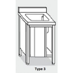 Meuble plonge inox 1 bac Profondeur 600 ou 700 largeur 800 mm