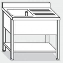 Plonge inox 1 bac avec étagère Profondeur 600 ou 700 largeur de 1000 à 1400