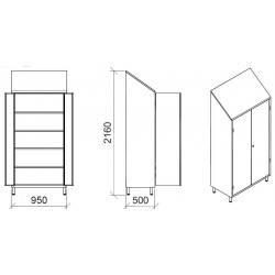Armoire inox | Armoire inox - 2 portes - largeur 950 x 500 x 1800 / 2160 mm