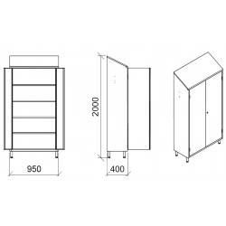 Armoire inox 2 portes ECO | largeur 950