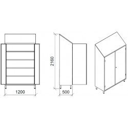 Armoire inox | Armoire inox 2 portes largeur 1200 x 500 x 1800 / 2160 mm | X-2017-441_1