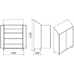 Armoire inox | Armoire inox 2 portes largeur 1400 x 500 x 1800 / 2160 mm | X-2018-441_1