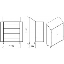 Armoire inox 2 portes | largeur 1400
