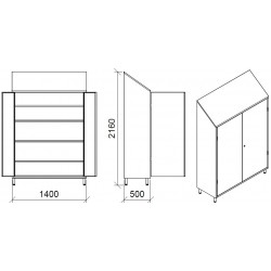 Armoire inox 2 portes | largeur 1400