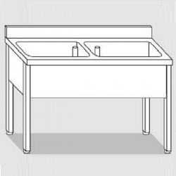 Plonge inox 2 bacs Profondeur 600 ou 700 largeur 1600 à 2000 mm