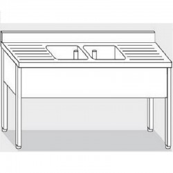 Plonge inox 2 bacs Profondeur 600 ou 700 largeur de 1900 à 2000 mm