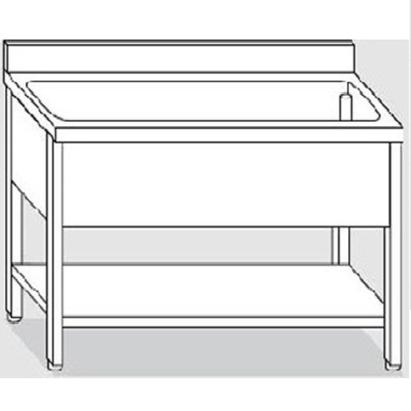 Plonge inox | Plonge inox 1 bac avec étagère Profondeur 600 ou 700 largeur de 1000 à 1900 mm | X-G1276.10_1