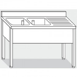 Plonge inox 2 bacs Profondeur 600 ou 700 largeur 1400 à 2000 mm