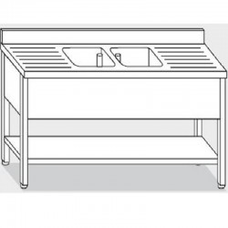 Plonge inox 2 bacs avec étagére Profondeur 600 ou 700 largeur de 1900 à 2000 mm