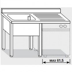 Plonge Inox 1400 x 700 Bac à droite et Espace pour Lave Vaisselle