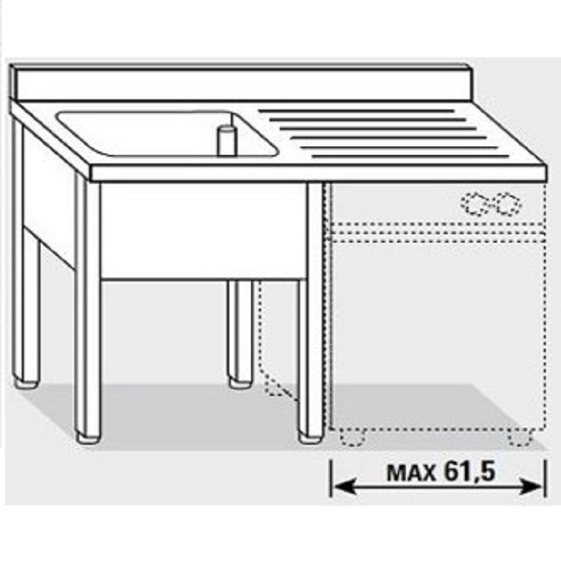 Plonge inox | Plonge inox lave vaisselle | 1 bac 1200 à 1400 mm | X-G1316.12 Plonge inox | Plonge inox lave vaisselle | 1 bac 1200 à 1400 mm | X-G1316.12