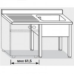 Plonge inox lave vaisselle | 1 bac 1200 à 1400 mm