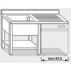 Plonge inox étagère | lave vaisselle | 1 bac 1200 à 1400 mm