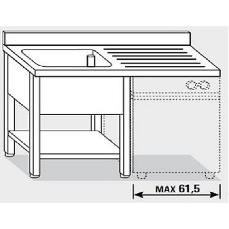 Plonge inox | Plonge inox étagère | lave vaisselle | 1 bac 1200 à 1400 mm | X-G1416.12 Plonge inox | Plonge inox étagère | lave vaisselle | 1 bac 1200 à 1400 mm | X-G1416.12