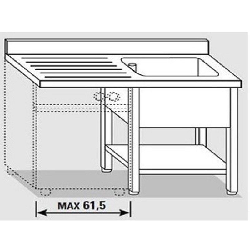 Plonge inox | Plonge inox étagère | lave vaisselle | 1 bac 1200 à 1400 mm | X-G1426.12 Plonge inox | Plonge inox étagère | lave vaisselle | 1 bac 1200 à 1400 mm | X-G1426.12