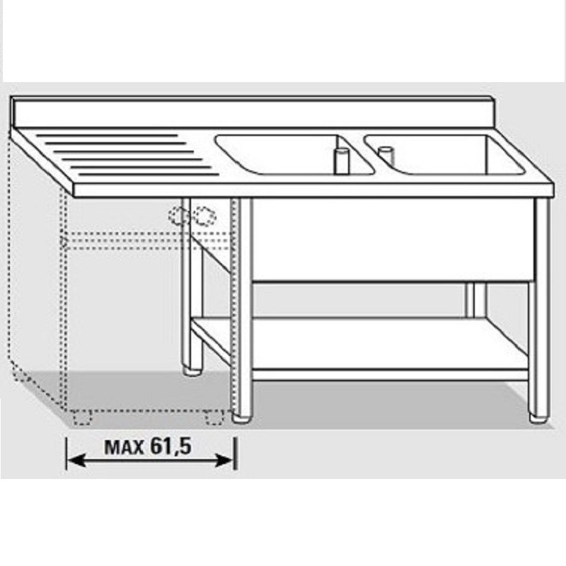 Plonge inox | Plonge inox étagère | lave vaisselle | 2 bacs 1600 à 2000 mm | X-G1456.16 Plonge inox | Plonge inox étagère | lave vaisselle | 2 bacs 1600 à 2000 mm | X-G1456.16