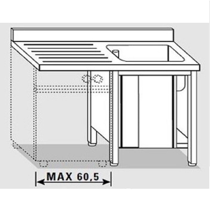 Plonge inox | Meuble plonge inox lave vaisselle 1400 mm | X-01902.14 Plonge inox | Meuble plonge inox lave vaisselle 1400 mm | X-01902.14