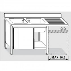 Meuble plonge inox lave vaisselle 1600 à 2000 mm