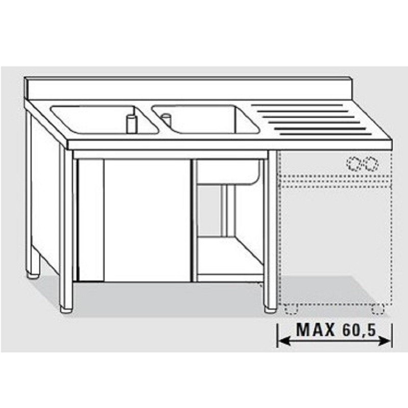 Plonge inox | Meuble plonge inox lave vaisselle 1600 à 2000 mm | X-01911.16 Plonge inox | Meuble plonge inox lave vaisselle 1600 à 2000 mm | X-01911.16